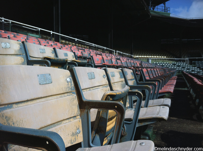 seats at Rickwood Field, America's oldest ballpark, in Birmingham, Alabama