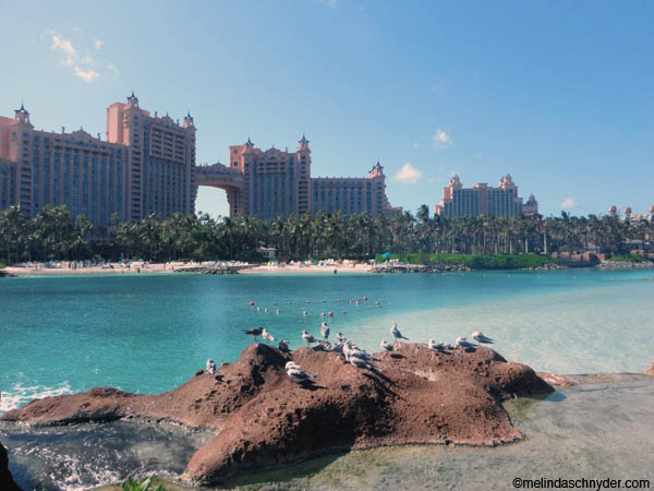 The classic view of Atlantis on Nassau, Paradise Island in the Bahamas.