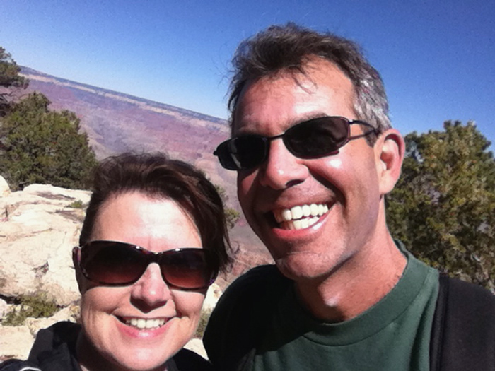 if I seem nervous, it's because MeLinda kept telling me to back up closer to the edge as we took this a selfie at the south rim of the Grand Canyon