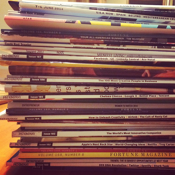 #schummer14 magazine stack to read on 30-day road trip