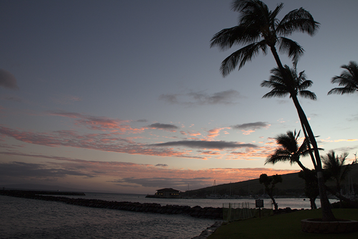 Sunset from our condo in Maalea on the Hawaiian island of Maui. Photo by MeLinda.